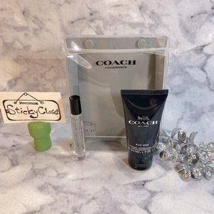 Coach For Men EDT Set-Clear Pouch,After Shave Balm 50ml&Travel Spray 7ml-2pc-NEW